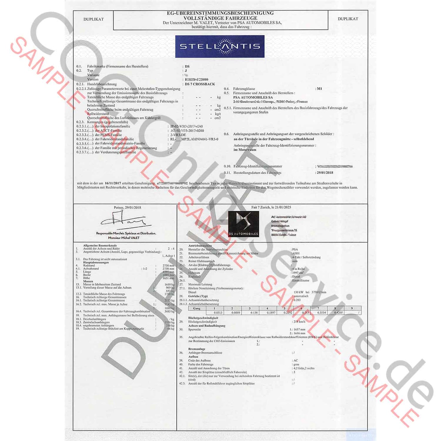 Papiers COC pour DS Automobiles (Certificat de Conformité)